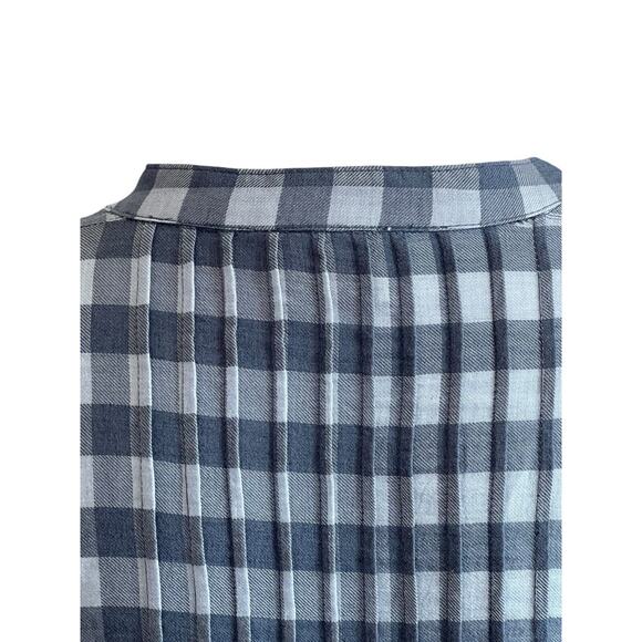 Wrap London Womens Blouse Top Size 14 Blue Check Pleated Tunic Balloon Sleeve - Picture 7 of 9